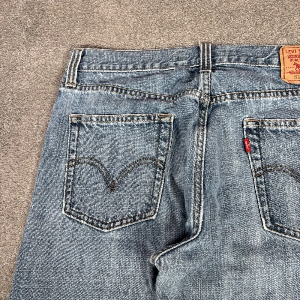 Levis 514‎ Jeans Mens 33x32 Slim Straight Fit Light Wash Blue Denim Cotton Y2K